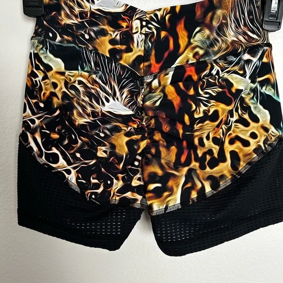CLS Activewear Scrunch Booty Shorts – Fire Print, Double Layer, Made in USA - Picture 3 of 9